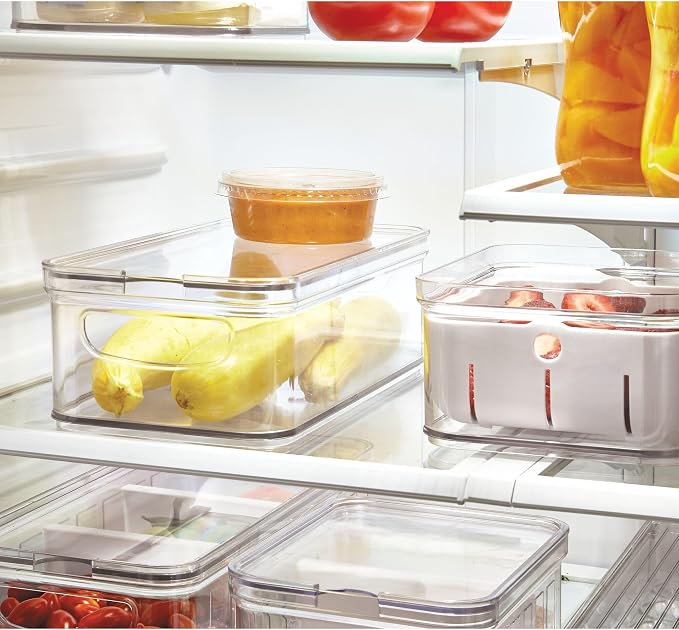 iDesign Stackable Fridge Organizer Bins with Lids for Fresh Produce - Set of 6 - Clear - Image 8