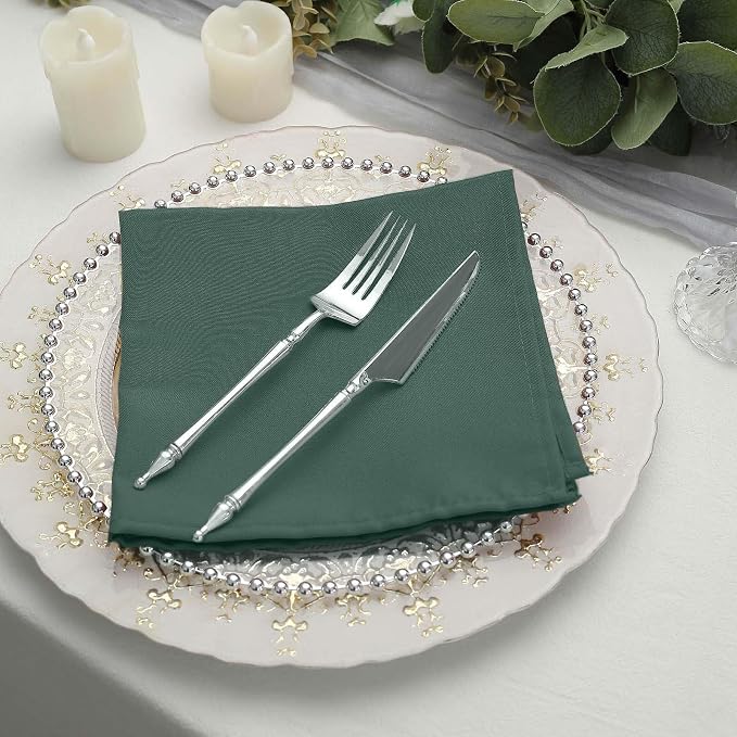 Efavormart Premium Cloth Napkins Set of 100, 17x17 Inch Hunter Green Violet Seamless Dinner Napkins, Washable Linen Table Napkin Cloth with Hemmed Edges for Weddings, Party and Banquet - Image 8