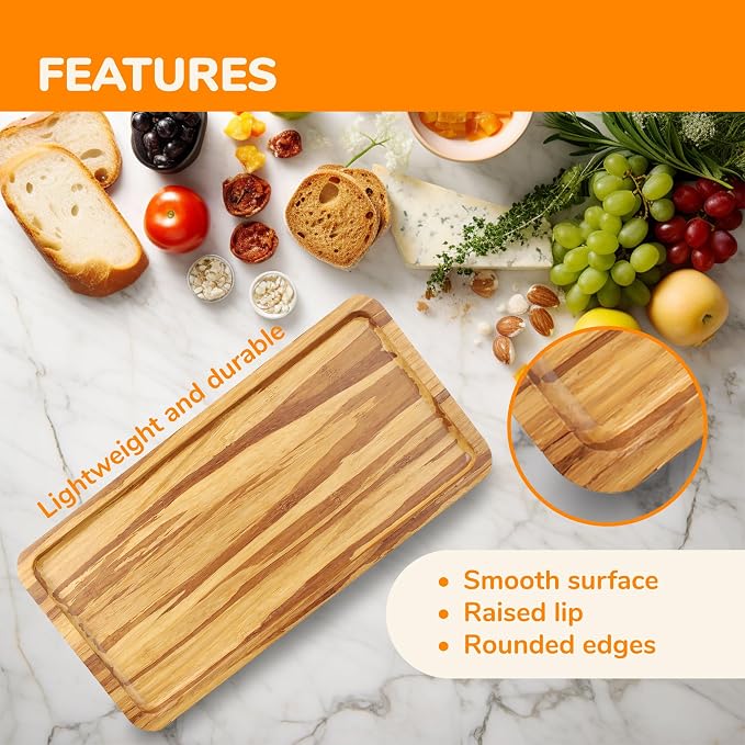 BambooMN Rectangular Bamboo Serving Tray - Tiger Stripe - 11 x 5.5 x 0.6 - Image 5