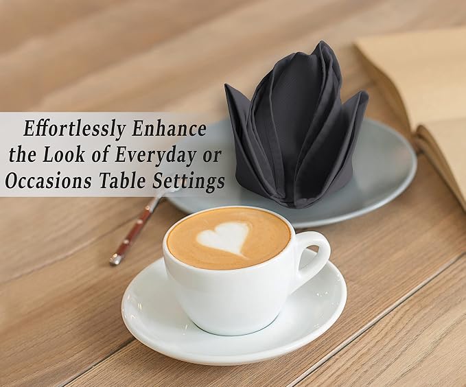 Ruvanti Cloth Napkins Set of 12, 18x18 Inches Napkins Cloth Washable, Soft, Durable, Absorbent, Cotton Blend. Table Dinner Napkins Cloth for Hotel, Lunch, Restaurant, Weddings, Parties - Dark Grey - Image 8