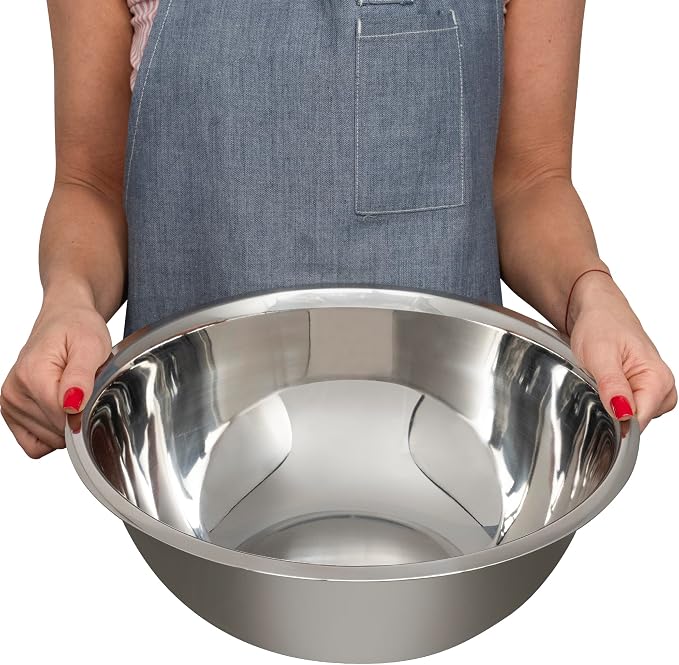 5 Quart Large Stainless Steel Mixing Bowls Set, 3-Pack, Nesting Bowls | Extra Large Commercial Grade Metal Bowls for Meal Prep, Baking, Serving, Food Storage. Rustproof & Dishwasher Safe by WHYSKO