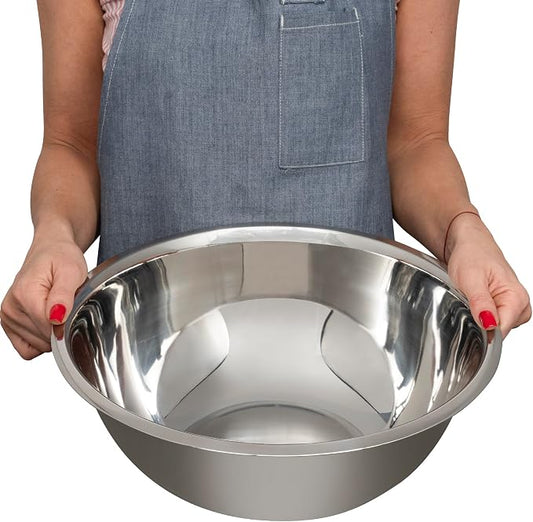 8 Quart Large Stainless Steel Mixing Bowls Set, 3-Pack, Nesting Bowls | Extra Large Commercial Grade Metal Bowls for Meal Prep, Baking, Serving, Food Storage. Rustproof & Dishwasher Safe by WHYSKO