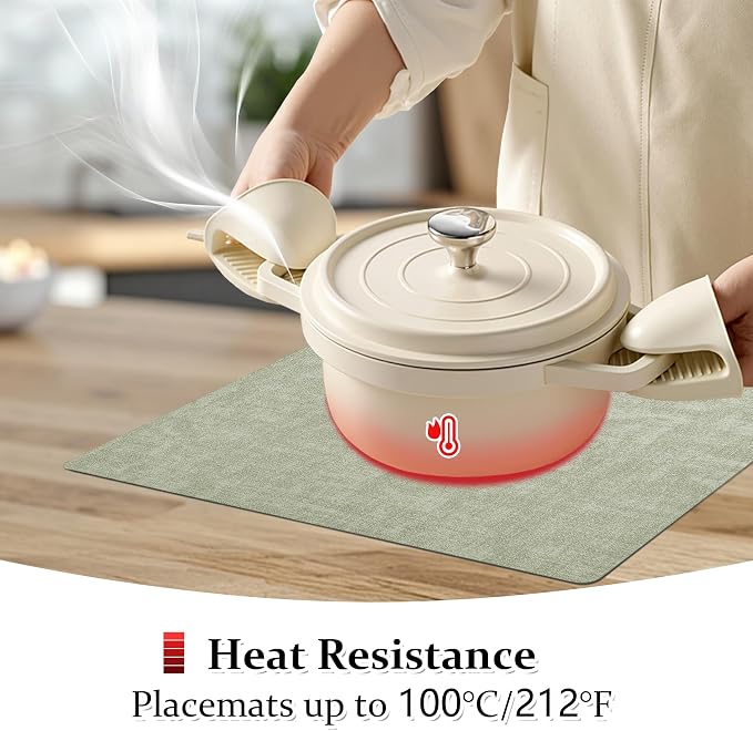 FROMHEART Faux Leather PU Placemats Set of 8 (Light Green,11.8" x 17") | Waterproof,Heat/Oil Stain-Resistant Table Mat–Reversible,Non-Slip,Easy to Clean Place Mats for Kitchen,Dining,Indoor/Outdoor - Image 5