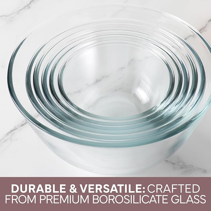 COOK WITH COLOR 12 Pc Glass Mixing Bowl Set with Lids – Borosilicate Glass Nesting Bowls for Cooking, Baking and Meal Prep, Pink - Image 7