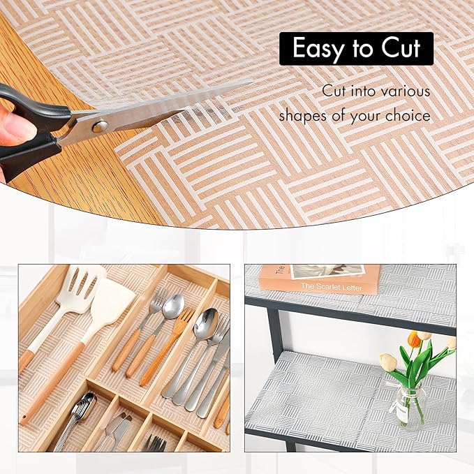 Cooyes Shelf and Drawer Liner for Kitchen Cabinets – Non-Adhesive, Waterproof, Non-Slip Cabinet Liners for Scratch Protection, Desk, Refrigerator, Shelves, Drawers with Modern Pattern - Image 5