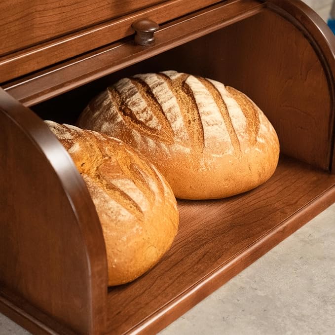 DutchCrafters Amish USA Made Solid Wood Countertop Bread Box with Drawer, Bread Holder for Kitchen Counter, Large Bread Box for Kitchen Countertop (Cherry - Michael's Cherry) - Image 6