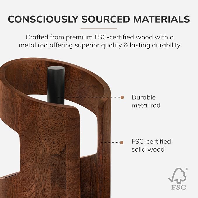 Anji Mountain Wooden Paper Towel Holder with Metal Holder, Holder Stand for Kitchen Roll Organizer & Kitchen Dining Table Home Décor, Countertop Fits Jumbo & Mega Rolls - Walnut/Black, Arc Hold - Image 3
