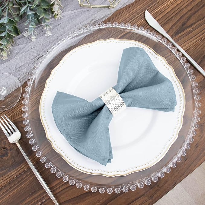 Efavormart Premium Cloth Napkins Set of 25, 17x17 Inch Dusty Blue Violet Seamless Dinner Napkins, Washable Linen Table Napkin Cloth with Hemmed Edges for Weddings, Party and Banquet - Image 8