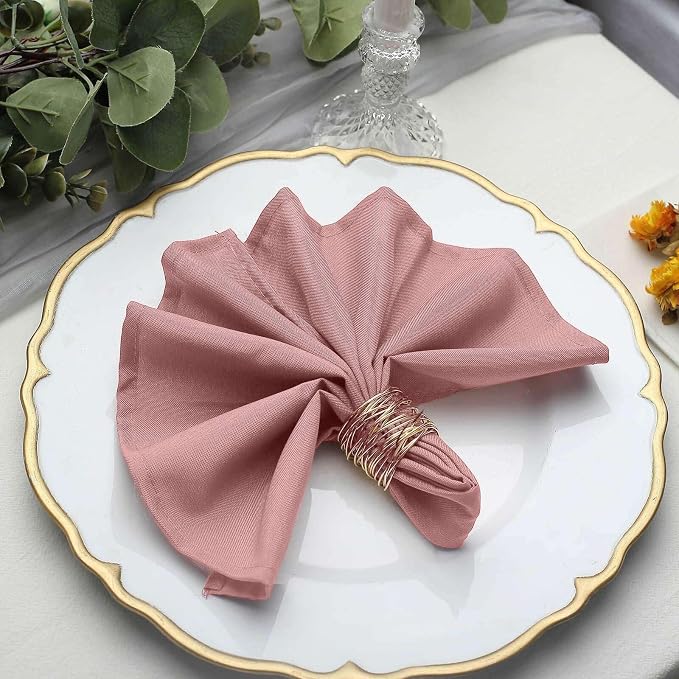 Efavormart Premium Cloth Napkins Set of 50, 17x17 Inch Dusty Rose Violet Seamless Dinner Napkins, Washable Linen Table Napkin Cloth with Hemmed Edges for Weddings, Party and Banquet - Image 2