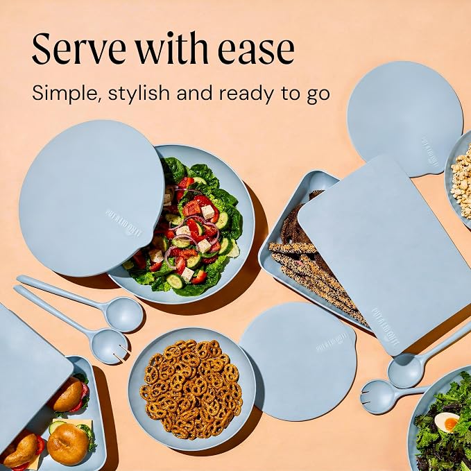 Large Serving Bowl with Lid - Certified Recycled Food-Safe Plastic, BPA-Free, Dishwasher, Microwave, Fridge and Freezer Safe | 4.96qt | Blueberry - Image 5
