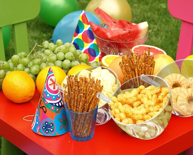 12 Pcs Serving Bowls Kit Include Clear Plastic Bowls for Parties and Popcorn Measuring Scoops Acrylic Plastic Kitchen Angled Candy Scoops for Office Canister Salad Cooking (35 oz) - Image 5