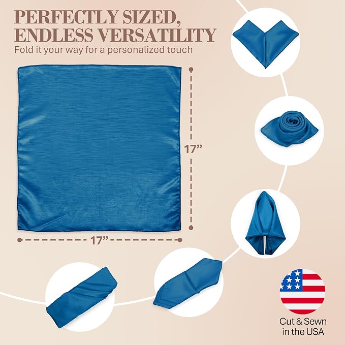 17x17-Inch Shantung Satin Cloth Napkins, Cobalt, Set of 12 - Image 6