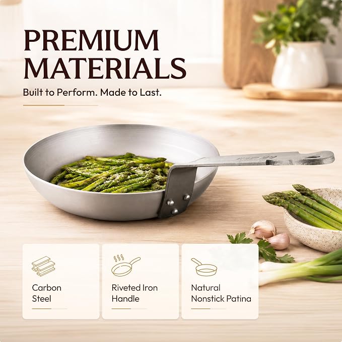 Mauviel M'Steel Black Carbon Natural Nonstick Frying Pan With Iron Handle, 11-in, Suitable For All Cooking Surfaces, Made in France - Image 2
