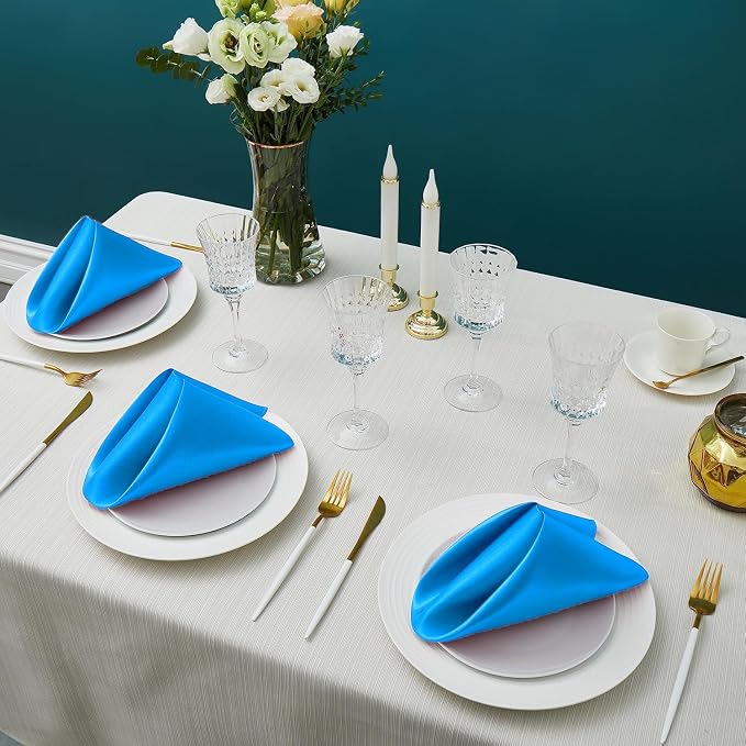 MDS® Pack of 150 Satin Napkins 12 x 12 Inch, Soft Silky Reusable Cloth Dinner Table Napkins for Wedding Décor, Reception, Birthday, Parties, Banquets, Catering, Restaurants & Hotel - Blue - Image 2