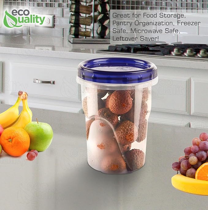[15 PACK] 32 oz Twist Top Storage Deli Containers - Airtight Reusable Plastic Food Storage Canisters with Twist & Seal Lids, Leak-Proof - Meal Prep, Lunch, Togo, Stackable, BPA-Free Snack Containers - Image 7