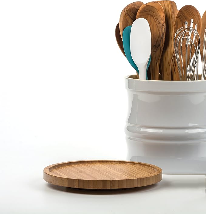 RSVP International Tool Crock Turntable Lazy Susan, Bamboo, 8.25" | Handy in Cabinets or on Counters | Rotating Base with Sturdy Lip | Organize Spices & Small Bottles - Image 3