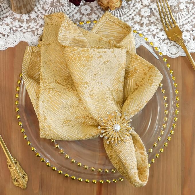 Dinner Cloth Napkins Set of 12, Cotton Polyester Blend Premium Quality, Washable, Soft, Reusable Gold Napkins for Wedding, Parties, Thanksgiving, Everyday Use - Gold by ZIWUROAD