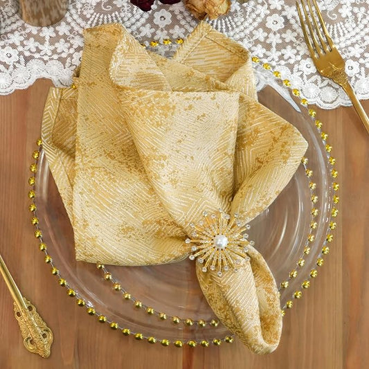 Dinner Cloth Napkins Set of 12, Cotton Polyester Blend Premium Quality, Washable, Soft, Reusable Gold Napkins for Wedding, Parties, Thanksgiving, Everyday Use - Gold by ZIWUROAD