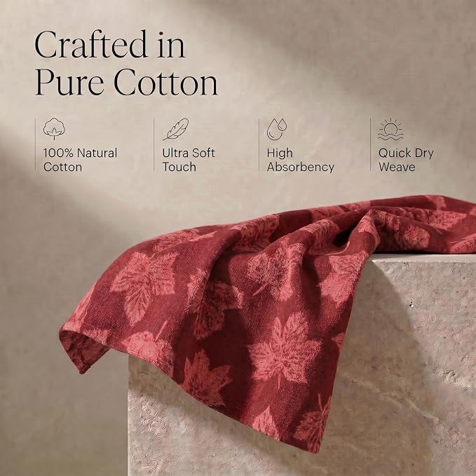 Urban Villa KitchenTowels Cotton DishTowels 20”x30”(Set of 6) Harvest Leaf - Image 4