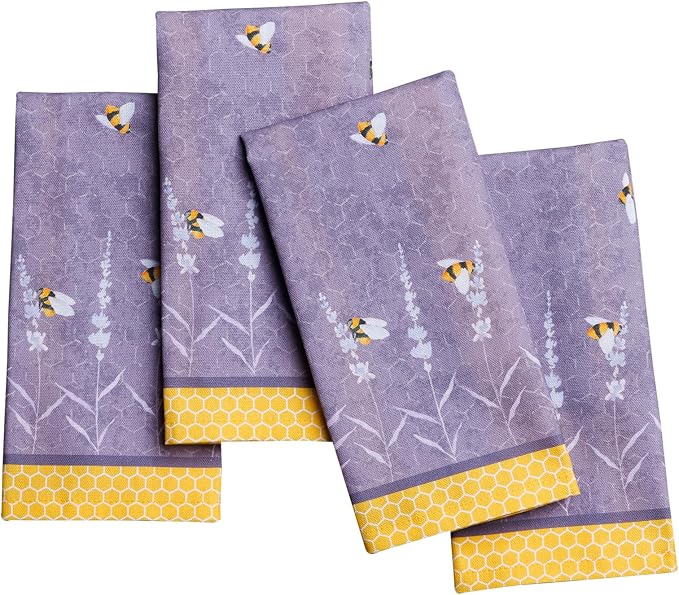 Maison d' Hermine Cloth Napkins Set of 4 Reusable 100% Cotton (18" x 18") | Everyday Square Napkins Cloth Washable Dinner Party Wedding Restaurant Hotel Kitchen Spring Summer - Bees Are Buzzing by MaisondHermine