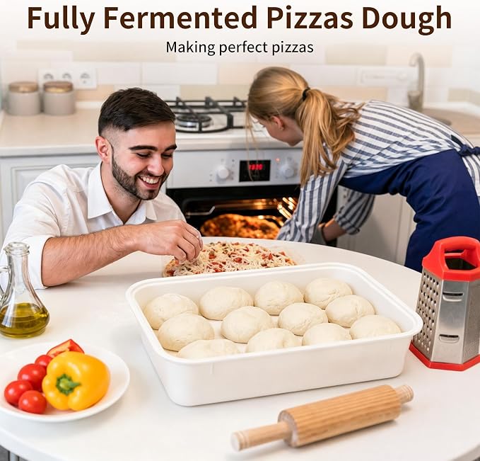 KONGDY 3-Pack Pizza Dough Proofing Box with Lids Dough Proofing Container | BPA-Free Commercial Storage Trays, 17.3"x13"x9.6" Bread Proofing Box for Pizza Dough Raiser Refrigerator Organization - Image 4