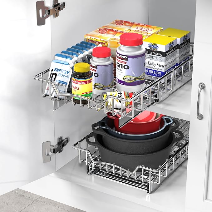 Simple Houseware Under Cabinet Pull Out Sliding Shelf Drawer, 18Dx11W | for Kitchen Organizer - Image 5