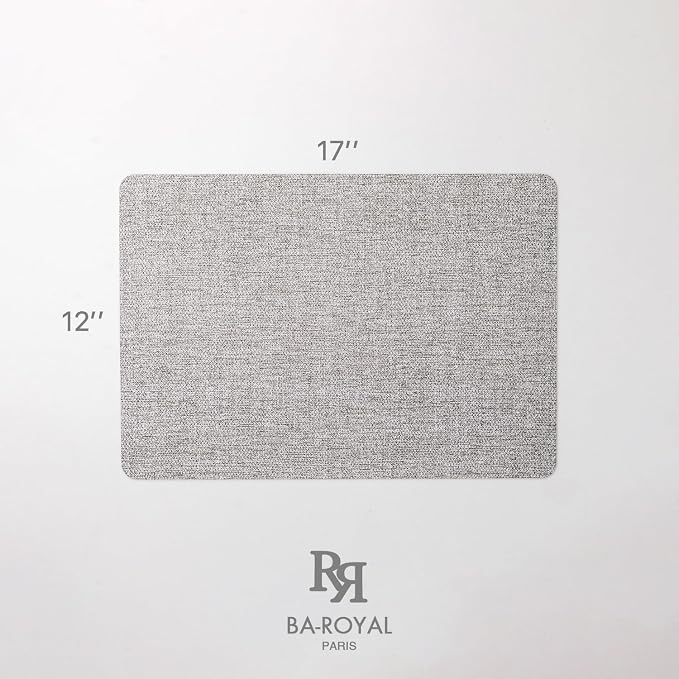 Baroyal Faux Leather Placemats Set of 4 Vinyl Washable Wipeable Table Mats for Kitchen Dining Table Heat Resistant Waterproof Modern Indoor/Outdoor Placemats Non-Slip Easy Clean Place Mats (Mid Gray) - Image 6