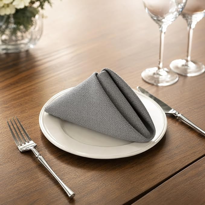 17x17 Solid Grey Cloth Napkins Set of 12 Washable Dinner Decor | Hosting a dinner party? This 12-pack of reusable grey linen napkins adds a sophisticated, modern touch to your table. by UWWGKK