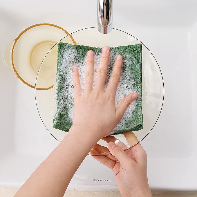 Homaxy 100% Cotton Waffle Weave Kitchen Dish Cloths, 9-Pack, Grass Green | Ultra Soft Absorbent Dish Towels, Quick Drying Dish Rags with Hanging Loop, 12 x 12 Inches - Image 4