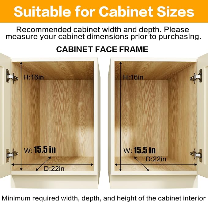 2-Tier Kitchen Cabinet Pull Out Shelf and Drawer Organizer Slide Out Pantry Storaqe Basket in Multiple Sizes (15" W x18 D) - Image 5