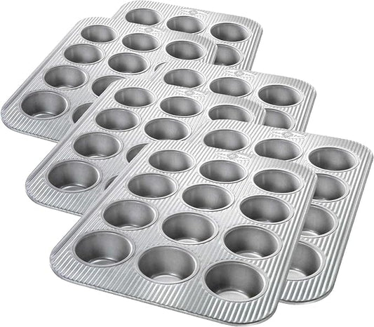 USA Pan Bakeware Muffin Pan, 12-Well, Set of 2, Aluminized Steel (Pack of 3) by USAPan