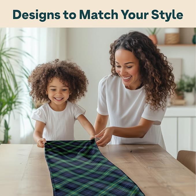 Fabric Textile Products | Blue & Green Tartan Tablerunner | Plaid Table Decor | 14" x 108" | Machine Washable and Stain-Resistant for Easy Care | Made in The USA - Image 6