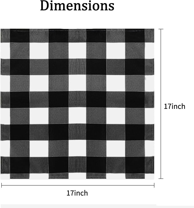 Buffalo Plaid Table Napkins Set of 50 Checkered Cloth Napkins 17x17 inch Washable Dinner Gingham Pattern Napkins Soft Napkins for Wedding Party Dining Banquet(Black and White) - Image 2
