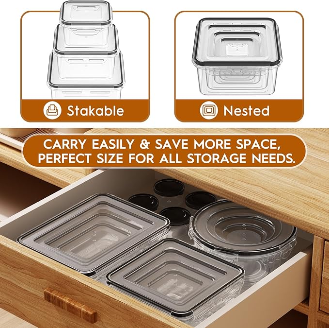44 PCS Food Storage Containers with Lids Airtight (22 Containers & 22 Lids), Leak proof Meal Prep Container Set for Kitchen Storage, BPA-free, PVC-free Plastic, Microwave/Dishwasher Safe, Labels & Pen - Image 5