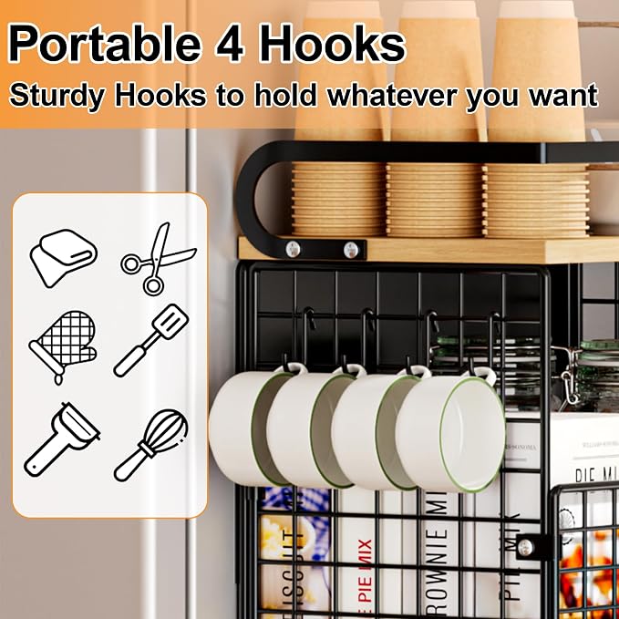 Magneitc Shelf for Fridge,Fruit Vegetable Potato & Onion Organizers Storage Basket Bins,Magnetic Spice Rack for Refrigerator & Kitchen Countertop,Pantry and Cabinet - Image 4