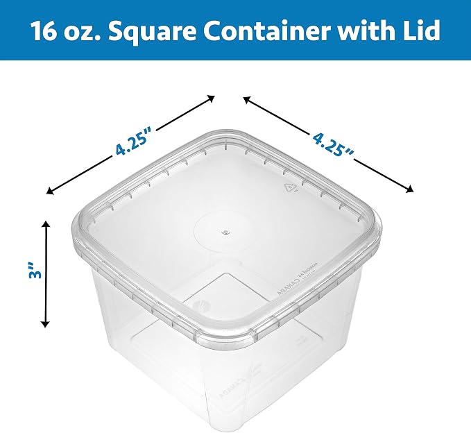 16 oz Deli Containers with Lids 20 Pack, Square Clear Plastic Containers with Lids BPA Free, Airtight Soup Containers with Lids for Meal Prep, Take Out & Food Storage - Image 4