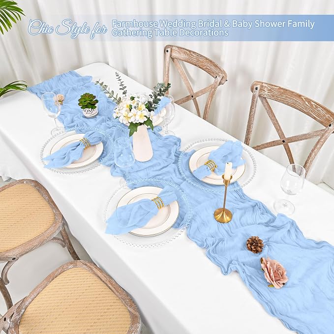 50 Pack Light Blue Napkins 20x20Inch Cheesecloth Napkins | Blue Elegant Cloth Napkins for Table, Washable Rustic Boho Gauze Napkins, for Wedding Party Bridal Baby Shower Dinner Decor - Image 5