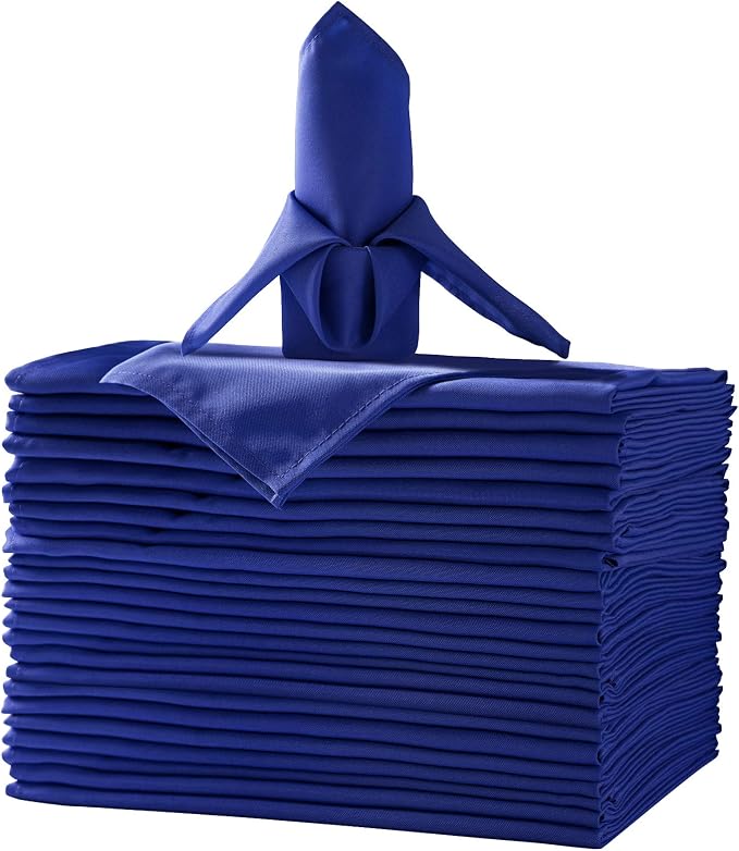 25pcs Polyester Cloth Napkins - 20 x 20 inch Royal Blue Dinner Washable Napkins with Hemmed Edges for Restaurant/Wedding/Hotel(25,Royal Blue) by Ascoza