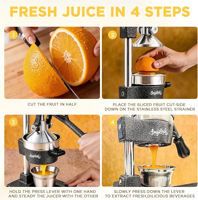 Manual Lemon Juicer Squeezer – Hand juicer Cast Iron | Heavy Duty Commercial-grade Hand Press, Orange Citrus Squeezer, Citrus Fruit Juicer -Stainless Steel,Easy to Clean Dark Grey - Image 5