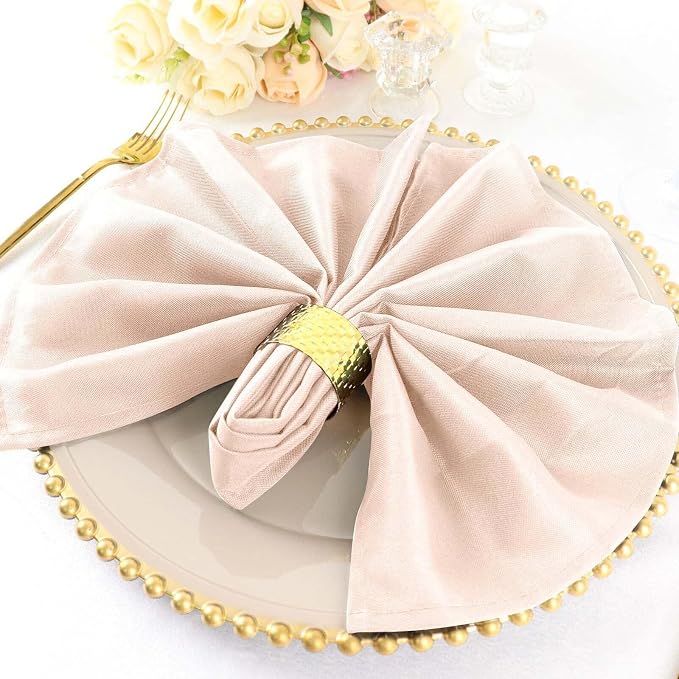 Efavormart Premium Cloth Napkins Set of 5, 20x20 Inch Blush Seamless Dinner Napkins, Washable Linen Table Napkin Cloth with Hemmed Edges for Weddings, Party and Banquet by efavormart