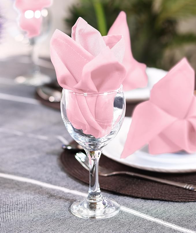 Utopia Home [12 Pack, Pink] Cloth Napkins 20x20 Inches, 100% Polyester | Hemmed Edges, Washable and Reusable Ideal for Parties, Weddings and Dinners - Image 5