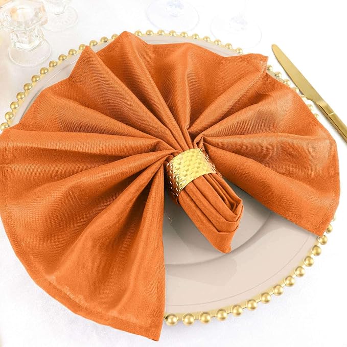 Efavormart Premium Cloth Napkins Set of 25, 20x20 Inch Orange Seamless Dinner Napkins, Washable Linen Table Napkin Cloth with Hemmed Edges for Weddings, Party and Banquet - Image 9