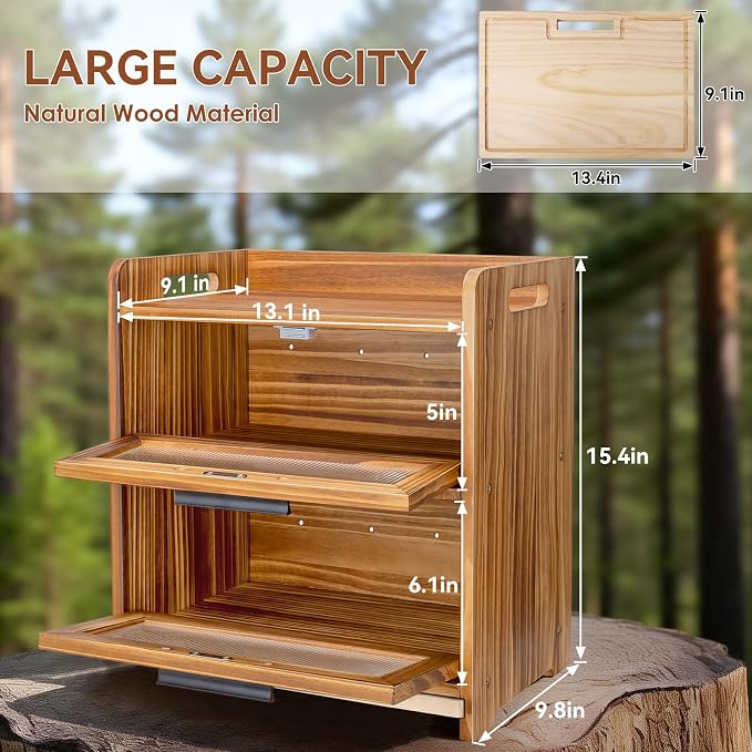 USION Bread Box for Kitchen Countertop (Brown-002) - Image 3