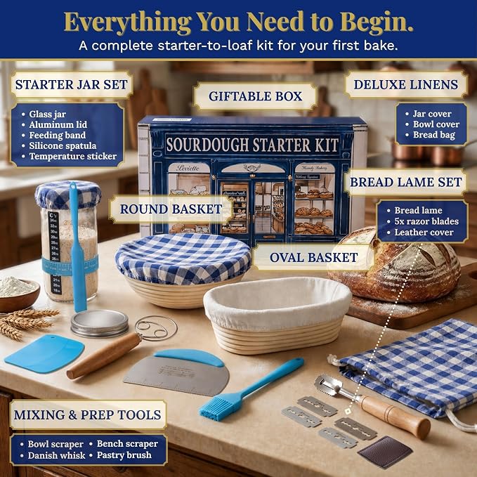 Sourdough Starter Kit for Beginners with Beginner Guide & 100 Recipes - Sourdough Bread Baking Supplies and Tools, Homemade Bread Gift Set and Sour Dough Accessories for Bakers - Image 2