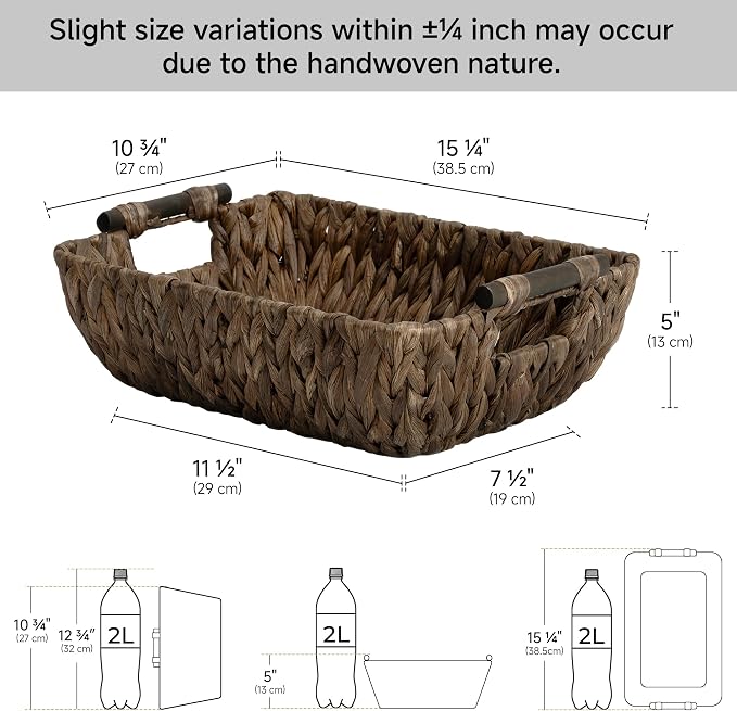 Storageworks Wicker Storage Basket, Organizing Baskets For Shelf, Brown - Image 2