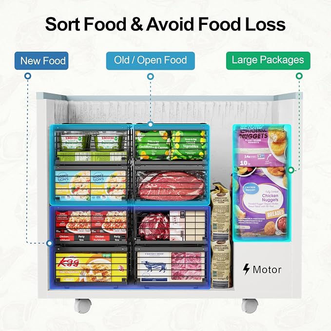 Freezer Organizer Bins - Adjustable Fits Chest Freezers 10-20 Cu Ft | 4 Pack Stackable Wire Baskets, Easy Access & Quick Organization, Sturdy Steel Rack Holds Frozen Meat and Vegetables, Black - Image 8