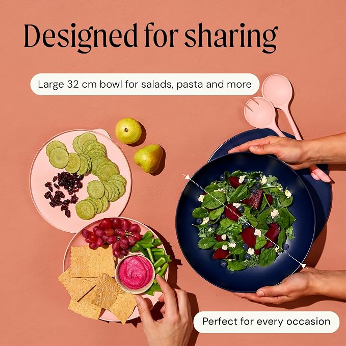 Large Serving Bowl with Lid - Certified Recycled Food-Safe Plastic, BPA-Free, Dishwasher, Microwave, Fridge and Freezer Safe | 4.96qt | Elderberry - Image 4