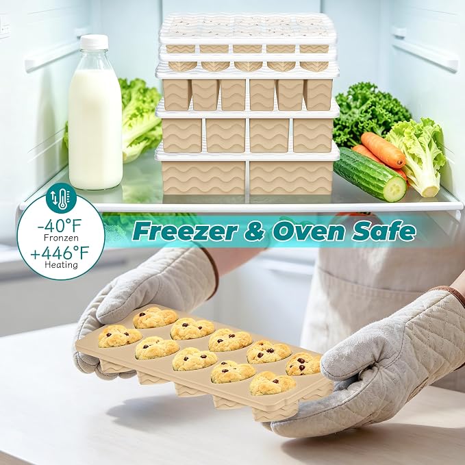 Silicone Freezer Molds for Food, 5-Pack with Steel Rim for Meal Prep | 100% Food-Grade Silicone, BPA-Free, Oven and Dishwasher Safe. Perfect for Freezing Lasagna, Casseroles, Soups & Sauces - Image 5
