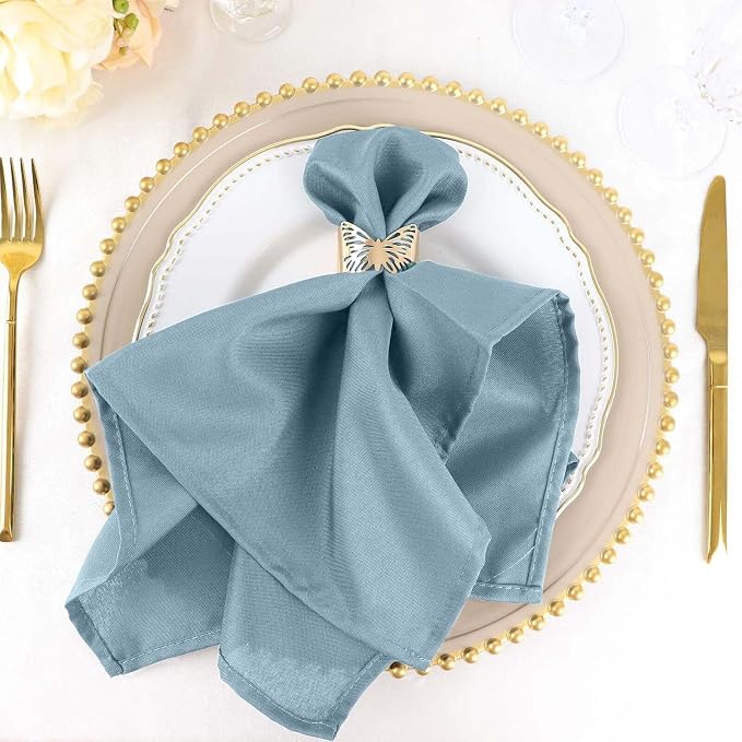 Efavormart Premium Cloth Napkins Set of 100, 20x20 Inch Dusty Blue Violet Seamless Dinner Napkins, Washable Linen Table Napkin Cloth with Hemmed Edges for Weddings, Party and Banquet by efavormart