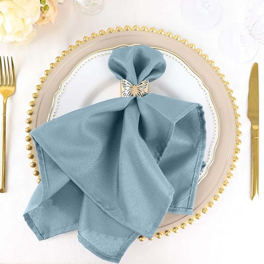 Efavormart Premium Cloth Napkins Set of 25, 20x20 Inch Dusty Blue Seamless Dinner Napkins, Washable Linen Table Napkin Cloth with Hemmed Edges for Weddings, Party and Banquet by efavormart